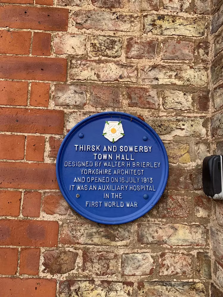 The Thirsk and Sowerby Town Hall blue plaque
