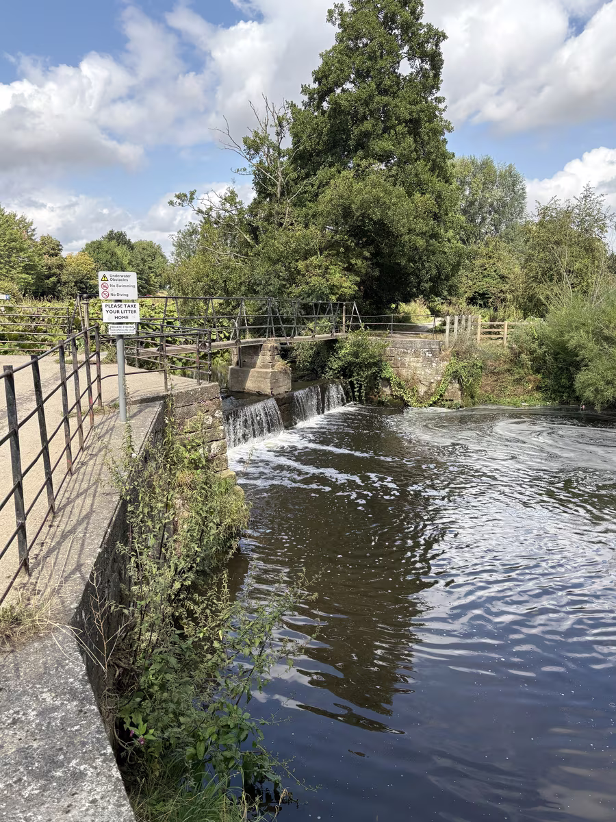 The footbridge over the weir