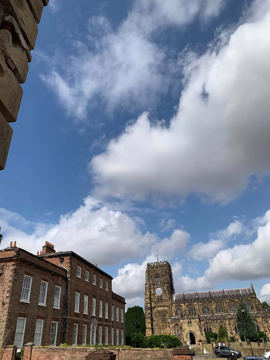 The church with Thirsk Hall in the same view